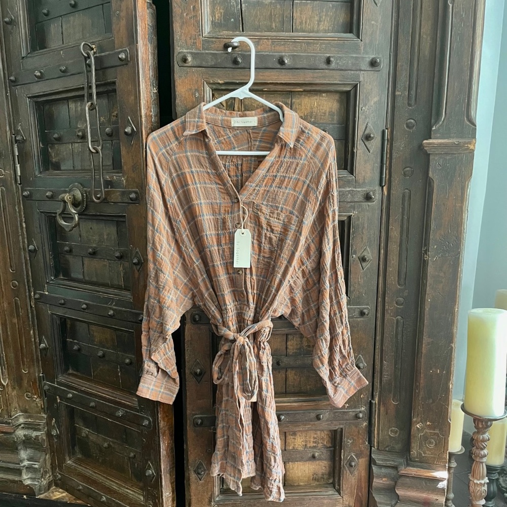 Comfy little plaid shirt dress